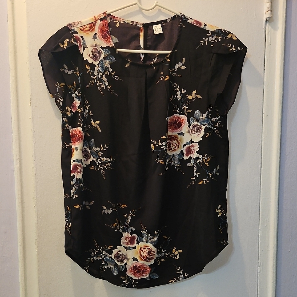 Beautiful Floral Black Blouse